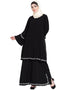 Chic Double Layer Bell Sleeve hand embroidered Abaya Black Women Online shopping USA